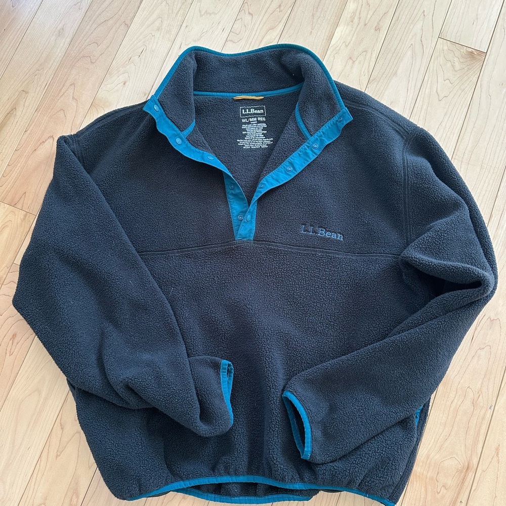 L.L. Bean unisex Black Charcoal Fleece pullover